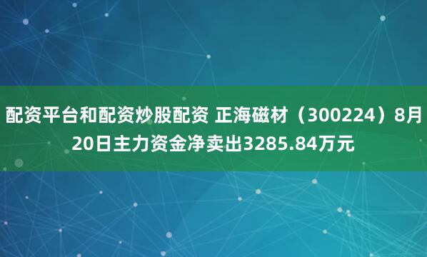配资平台和配资炒股配资 正海磁材（300224）8月20日主力资金净卖出3285.84万元